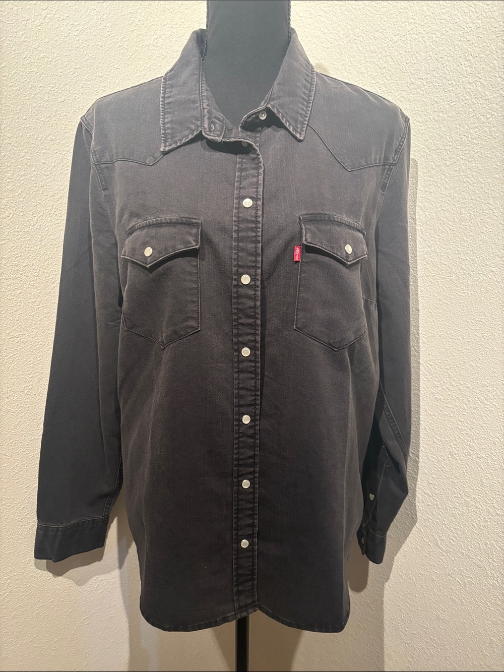 Levi's Black Western Snap-Front Shirt Jacket with Fringe
